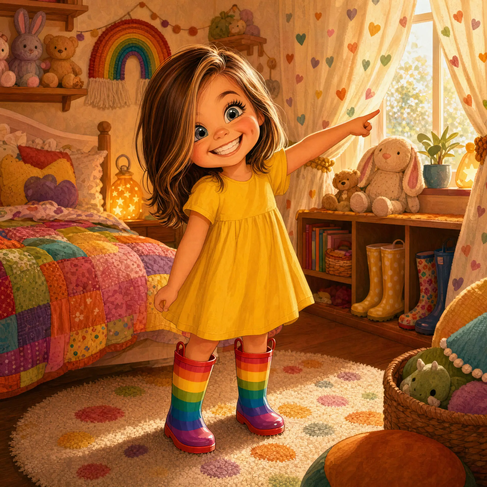 A sample PageCub illustration of Aurelia at bedtime